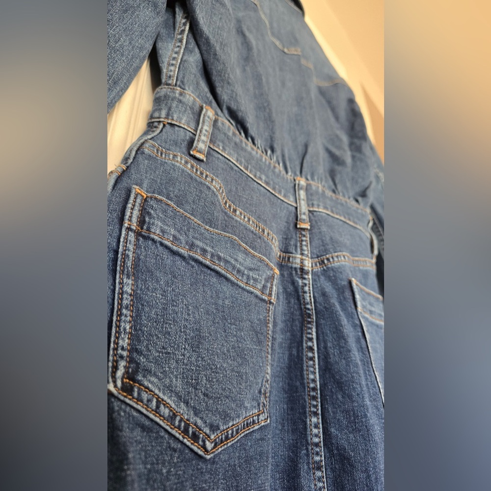 Madewell Denim Shirt Dress Size 0 | Button Front Western Utility Jean Dress - Picture 3 of 9